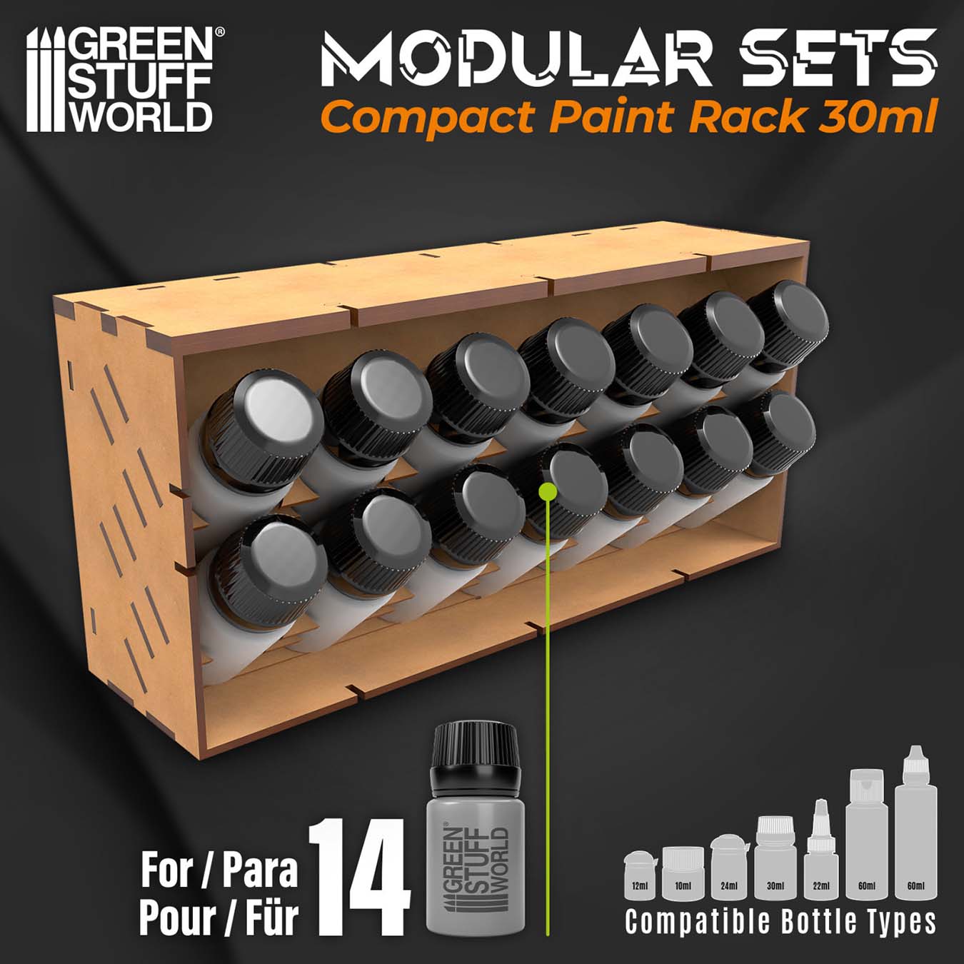 Gsw Paint Rack GSW MODULAR SET: Horizontal Paint Organizer 30ml - COMPACT