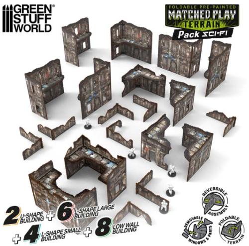 Matched Play (WTC) Pre-painted Foldable Terrain pack - SciFi (20 delar)