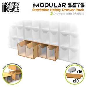 GSW MODULAR SET: Stackable hobby drawer rack with 4 vertical drawers and magnets