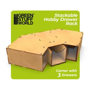 GSW MODULAR SET: Stackable hobby corner drawer rack w 3 drawers