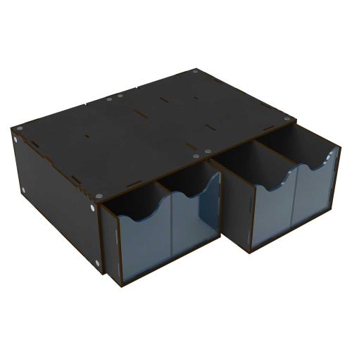 Stackable hobby drawer rack with 4 vertical drawers and magnets - Black