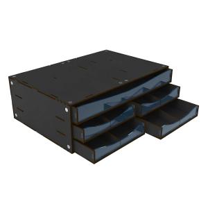 Stackable Hobby Drawer Rack with 5 horizontal drawers and dividers - Black