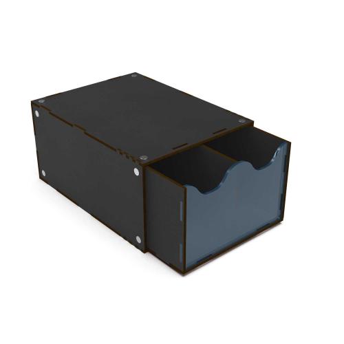 Half Stackable hobby drawer rack with 2 vertical drawers and magnets - Black