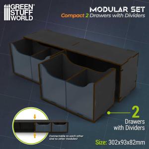 Black Compact Horizontal Organizer with 2 double drawers