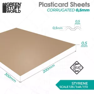 Plasticard - CORRUGATED 0.5mm Textured Sheet
