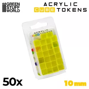 Yellow Acrylic Cube tokens 10mm