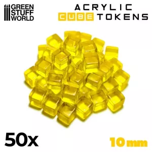 Yellow Acrylic Cube tokens 10mm