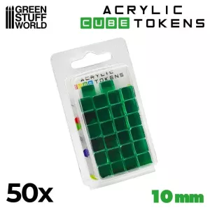 Green Acrylic Cube tokens 10mm