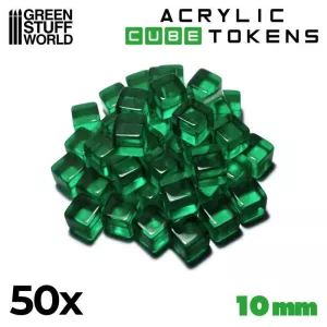 Green Acrylic Cube tokens 10mm