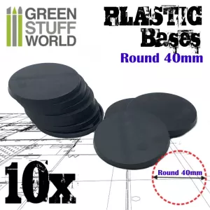 Plastic Bases - Round 40 mm BLACK (with slots for magnets)
