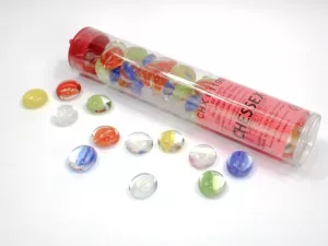 Assorted Iridized Glass Stones Qty 40 or more in 4 inch Tube