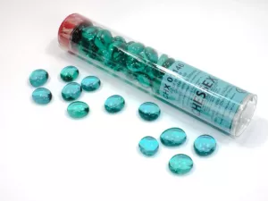 Crystal Teal Glass Stones (Qty 40) in 4 inch Tube
