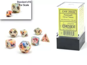 Festive® Mini-Polyhedral Circus/black 7-Die set