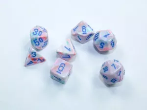 Festive Mini-Polyhedral Pop Art/blue 7-Die set