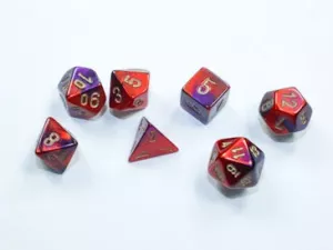 Gemini Mini-Polyhedral Purple-Red/gold 7-Die Set