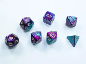 Gemini Mini-Polyhedral Purple-Teal/gold 7-Die Set