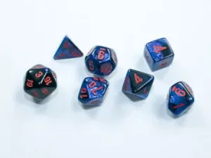 Gemini Mini-Polyhedral Black-Starlight/red 7-Die Set
