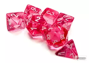 Translucent Polyhedral Pink/white 7-Die Set