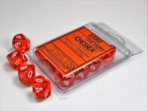 Translucent Orange/white Set of Ten d10