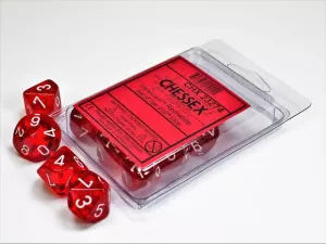 Translucent Red/white Set of Ten d10