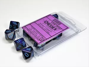 Cobalt Speckled Polyhedral Ten d10 Set