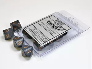 Opaque Polyhedral Ten d10 Set Dark Grey/copper