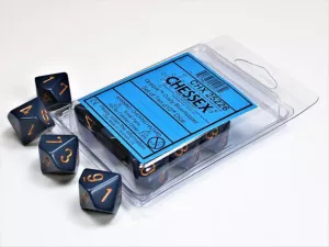 Opaque Polyhedral Ten d10 Set Dusty Blue/gold