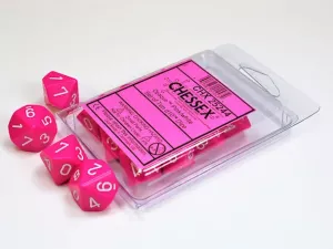 Opaque Polyhedral Ten d10 Set Pink/white