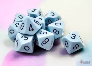 Opaque Pastel Blue/black Set of Ten d10s