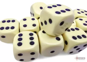 Opaque 16mm d6 Pastel Yellow/black Dice Block (12 dice)
