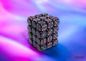 Opaque 12mm d6 Black/pink Dice Block Dice Block (36 dice)