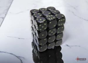 Opaque 12mm d6 Black/green Dice Block Dice Block (36 dice)