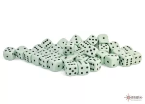 Opaque 12mm d6 Pastel Green/black Dice Block (36 dice)