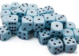 Opaque 12mm d6 Pastel Blue/black Dice Block (36 dice)