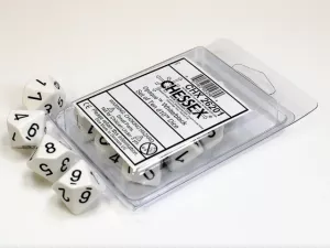 Opaque Polyhedral Ten d10 Set White/black