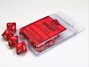 Opaque Polyhedral Ten d10 Set Red/white