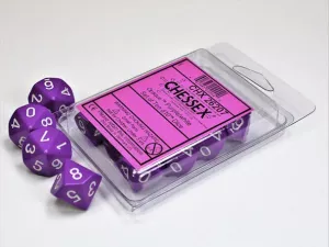 Opaque Polyhedral Ten d10 Set Purple/white