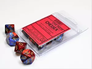 Gemini Blue-Red w/gold Set of Ten d10s