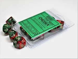 Gemini Green-Red w/white Set of Ten d10´s