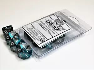 Gemini Steel-Teal w/white Set of Ten d10s