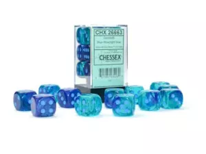 Gemini 16mm d6 Blue-Blue/light blue Luminary Dice Block (12 dice)