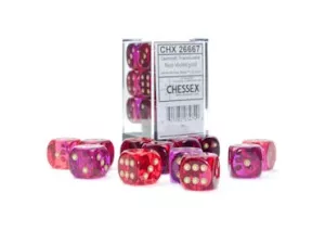 Gemini 16mm d6 Translucent Red-Violet/gold Dice Block (12 dice)