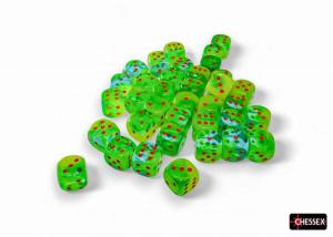 Gemini® 12mm d6 Plasma Green-Teal/orange Dice Block (36 dice)