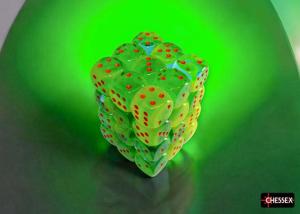 Gemini® 12mm d6 Plasma Green-Teal/orange Dice Block (36 dice)