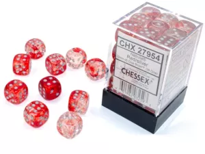 Nebula 12mm d6 Red/silver Dice Block (36 dice)