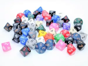 Opaque Bag of 50 Assorted Polyhedral d10 Dice