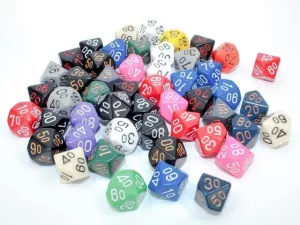 Opaque Bag of 50 Assorted Polyhedral Tens 10 Dice