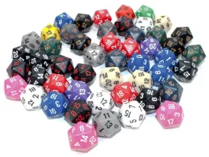 Opaque Bag of 50 Assorted Polyhedral d20 Dice