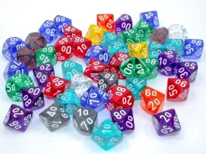 Bag of 50 Translucent d100 (10-tal)