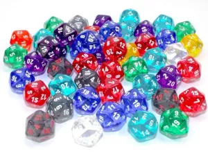Bag of 50 Translucent d20